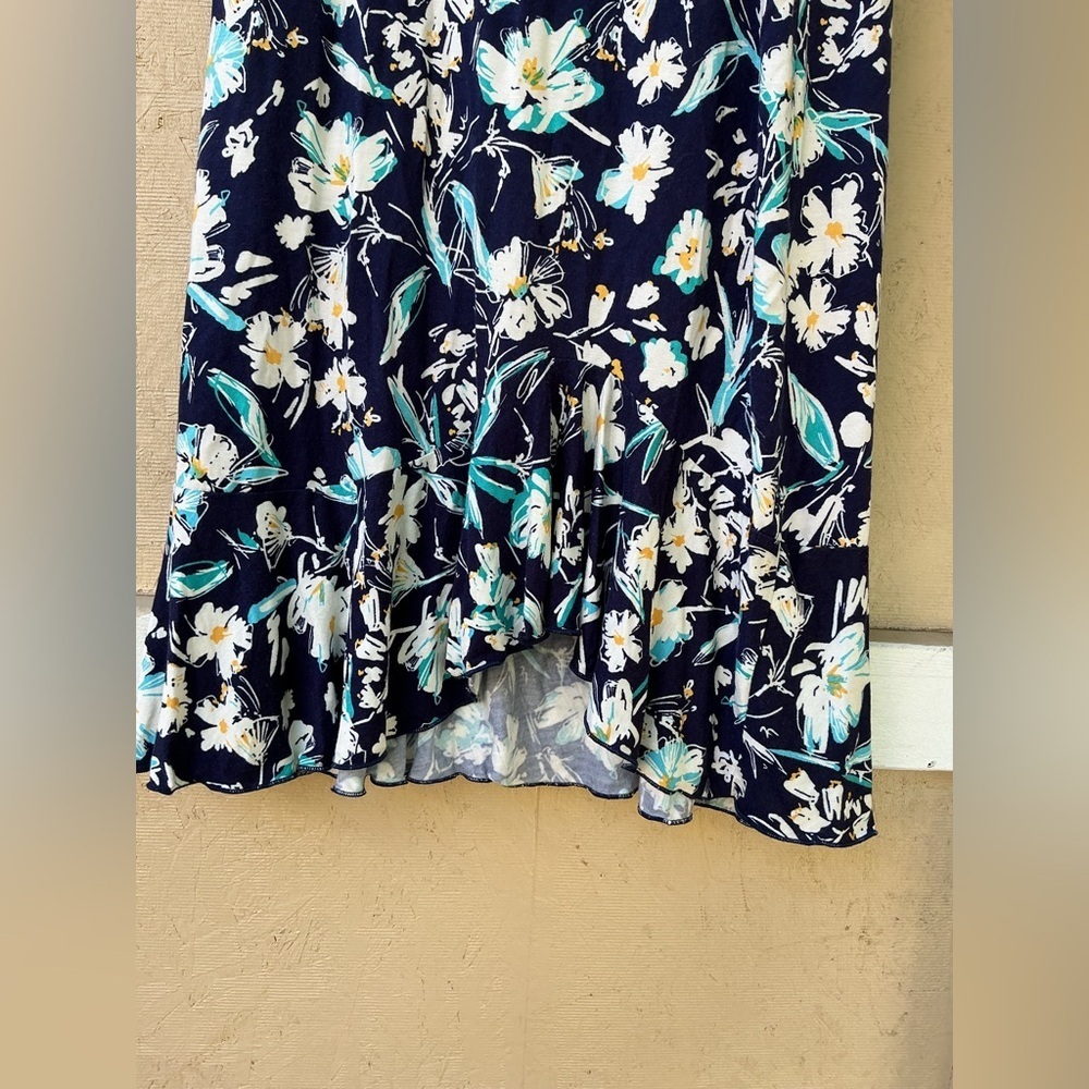 Loveappella Navy Floral High Low Skirt - Picture 3 of 5